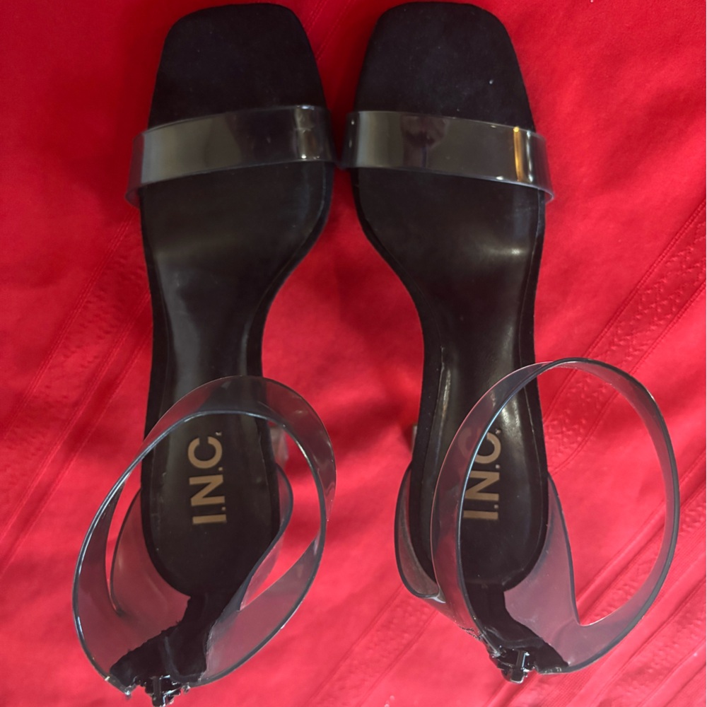 INC International Concepts Black Heels with Clear Straps